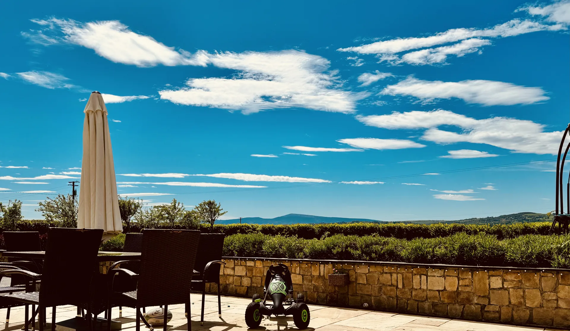 Sweeping mountain and lake views from the Golf Lodge patio in Dromineer, Co. Tipperary